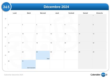 Pimentez votre mois de décembre 2024 avec le calendrier de。